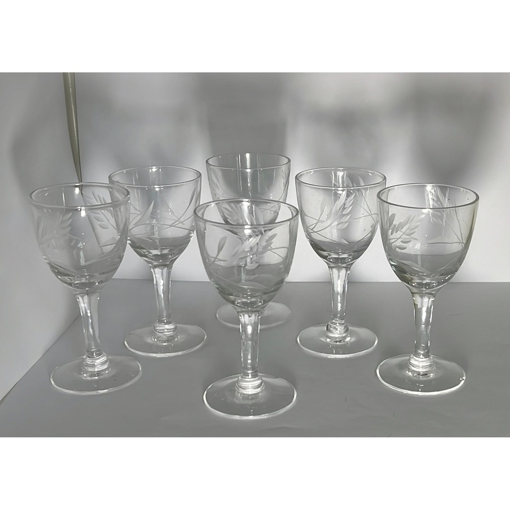 Javit Crystal Winsome Pattern Cordial Glass Set of 6‎ Vintage 1950 Mid Century